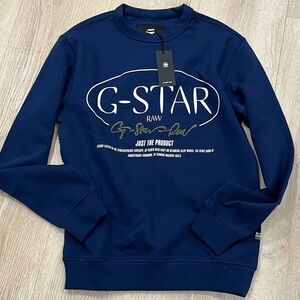 New G-Star Men's Navy Crewneck Sweater